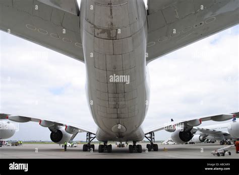 Airbus A380 massive wingspan taxiing at international airport