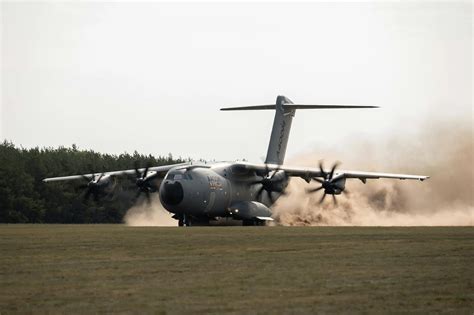 airbus a400m atlas landing on remote runway