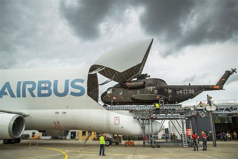 Airbus BelugaXL nose open loading A350 wing sections