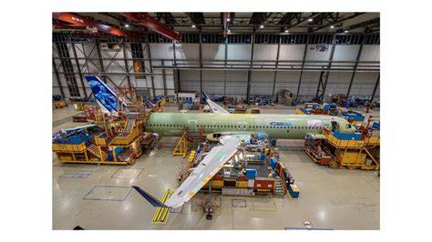 Airbus final assembly line with A321neo aircraft prepared for airline deliveries