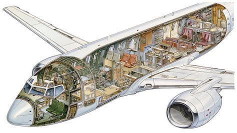 aircraft cabin cross section premium economy and business layout
