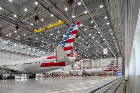 aircraft cabin retrofit maintenance hangar American Airlines narrowbody undergoing upgrade