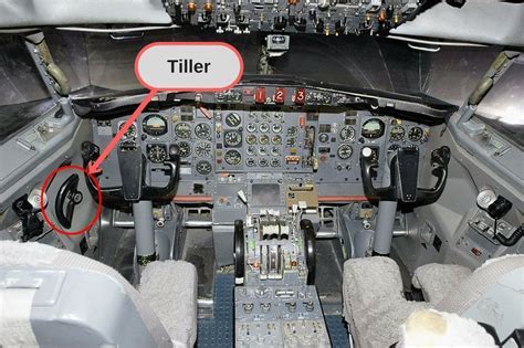 aircraft cockpit tiller control steering wheel nose gear movement taxiing