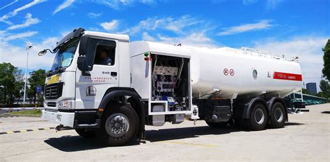 aircraft fuel loading operation for long haul flight with tanker truck and widebody jet