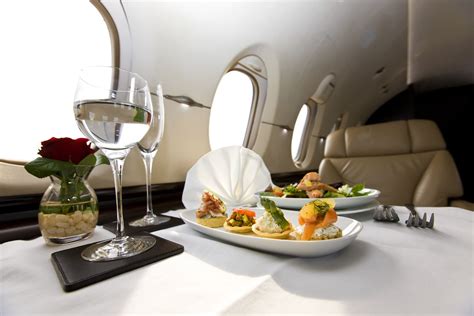 airline business class meal plated fine dining style tray