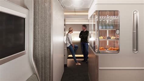 airline wellbeing zone stretching area inside Qantas A350 cabin