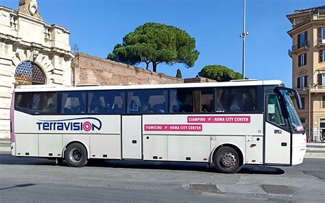 Airport shuttle bus (e.g., Terravision) parked at Fiumicino