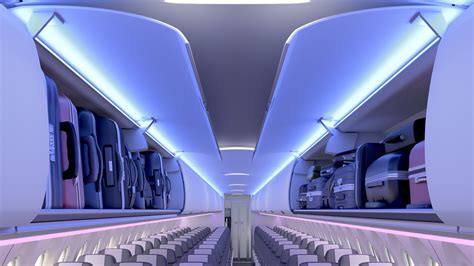 Airspace cabin interior showing enhanced lighting and spacious design