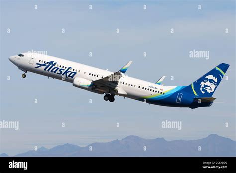 Alaska Airlines Boeing 737-900ER taking off with blended winglets