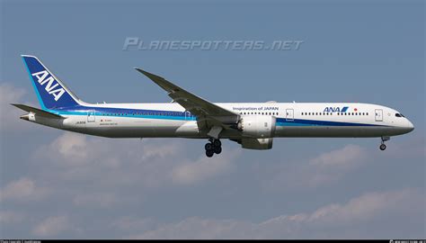 All Nippon Airways Boeing 787-10 at Tokyo Haneda Airport with Mount Fuji distant skyline