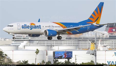 Allegiant Air Boeing 737 MAX 200 on the runway at sunset