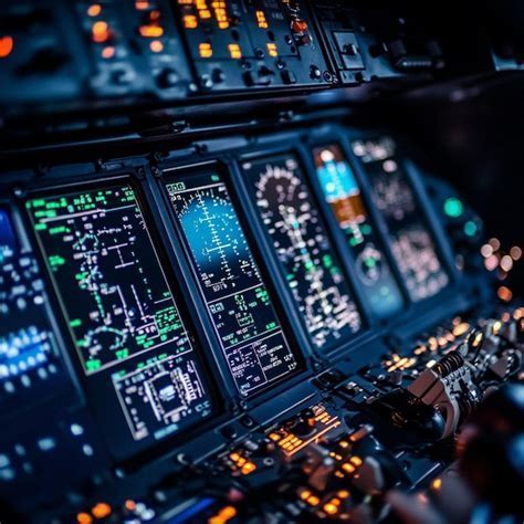 AME performing avionics system diagnostic in modern commercial cockpit