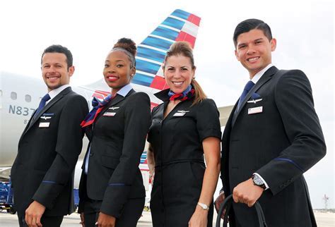 american airline flight attendants in uniform before flight
