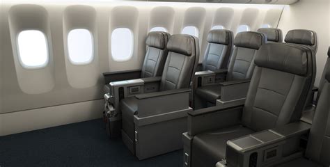 American Airlines 787 premium economy seats with wide recliners and footrests