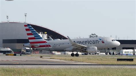 American Airlines Airbus A319 sharklet aircraft at airport