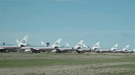 American Airlines Boeing 767 and Airbus A330 aircraft stored at Roswell International Air Center desert