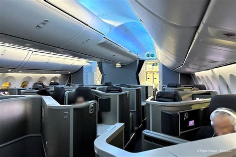 American Airlines Boeing 787-9 large business class cabin with multiple rows of lie-flat seats