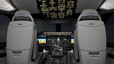 American Airlines Boeing 787 Dreamliner captain cockpit during international flight