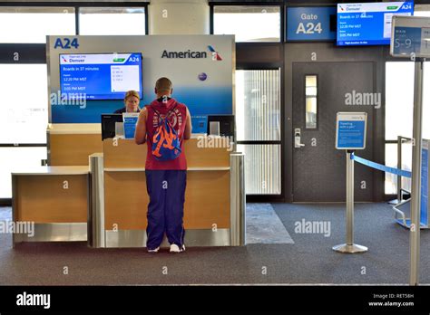 American Airlines check-in counter at Philadelphia International Airport
