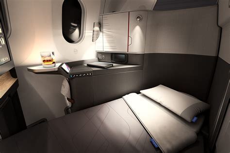 American Airlines Flagship Suite bed mode night lighting
