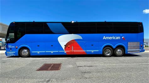 american airlines landline bus in trenton with passengers boarding