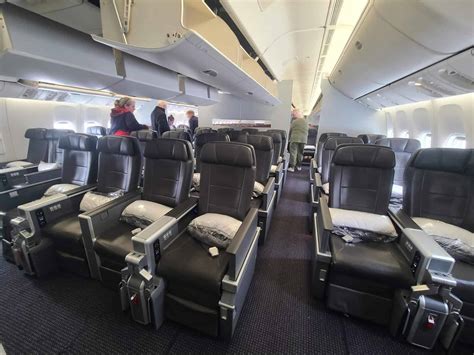American Airlines widebody cabin showing business class and premium economy sections