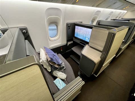 ANA A380 cabin with empty business class seats en route to Honolulu