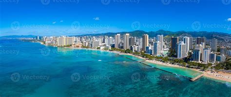 ANA Boeing 787-9 departing Honolulu with Waikiki coastline visible