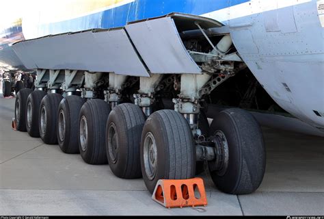 Antonov An-225 landing gear 32 wheels detailed ground view