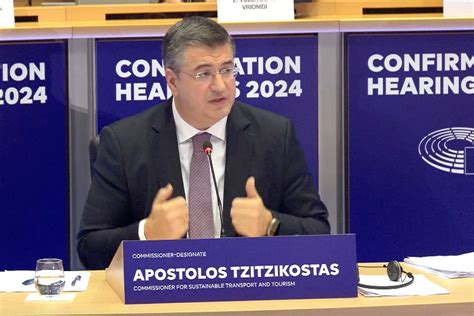 Apostolos Tzitzikostas speaks at EU transport commission meeting on air travel regulations
