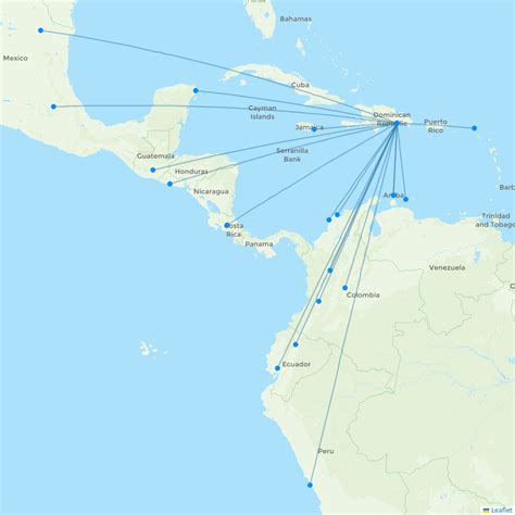 Arajet destination map highlighting routes across the Americas