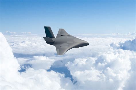 Artist rendering of SPRINT aircraft concept in low-altitude stealth operation near hostile airspace