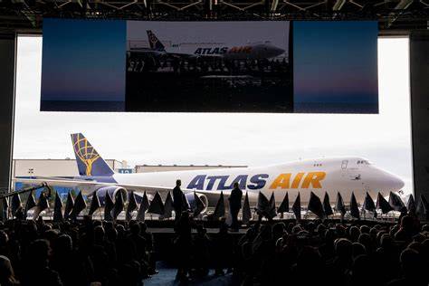 Atlas Air Boeing 747-8 freighter engine fire damage inspection