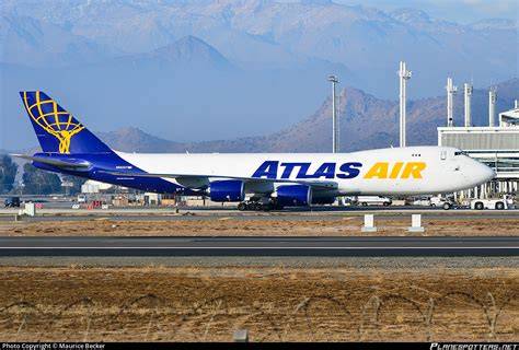 Atlas Air Boeing 747-8F cargo aircraft at global freight airport