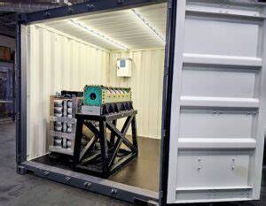 Auriga Space Hermes electromagnetic anti-drone launcher in shipping container during Mojave Desert field testing