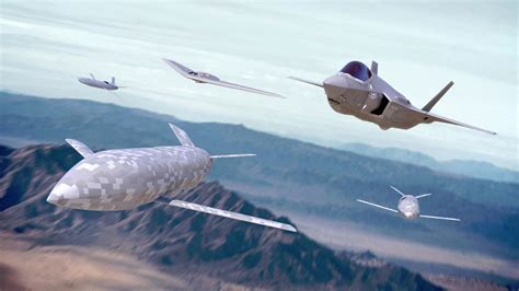 autonomous CCA swarm operating with F-35 in contested airspace scenario