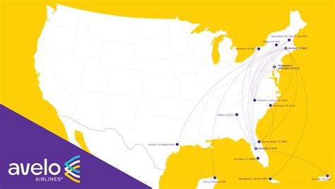Avelo Airlines route map focusing on East Coast bases