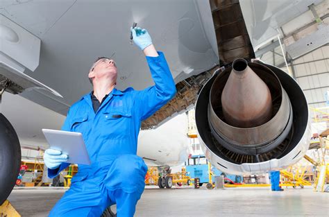aviation ndt technician using magnetic particle testing on aircraft strut during maintenance routine