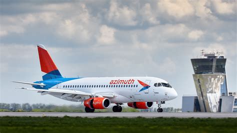 azimuth airlines sukhoi superjet parked at rostov-on-don airport