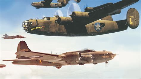 b-17 bomber crew standing in front of aircraft before europe mission 1944