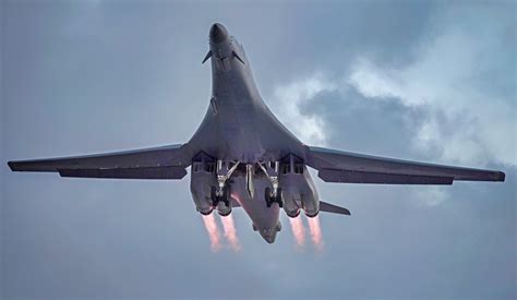B-1B Lancer bomber flying mission over Europe from RAF Fairford