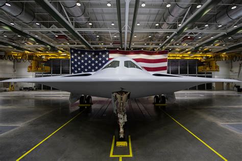 b-2 spirit being prepared for mission inside climate-controlled shelter