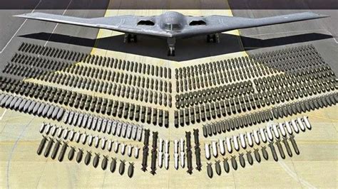 B-2 Spirit bomb bay open showing internal rotating weapons racks