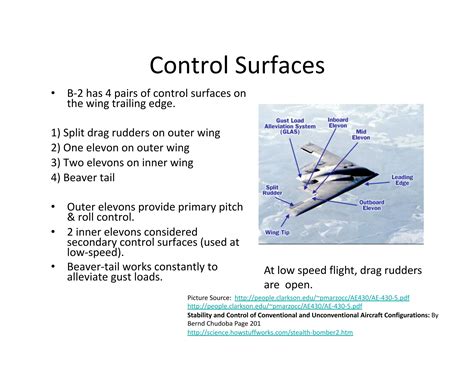 B-2 Spirit control surfaces elevons and drag rudders