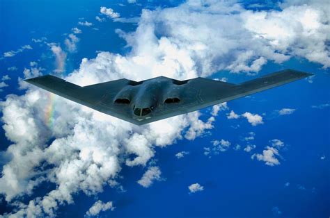 B-2 Spirit stealth bomber departing Whiteman AFB at dawn