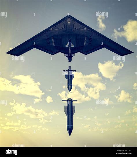B-2 Spirit stealth bomber in flight armed with GBU-57 bunker-buster bombs