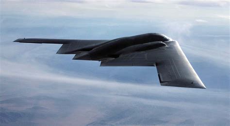 B-2 Spirit stealth bomber in high-altitude flight over the Pacific