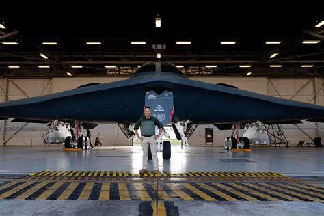 b-2 stealth bomber at night on airfield