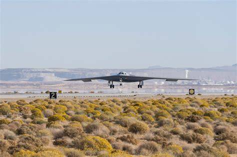 B-21 Raider flight testing over California with Air Force test aircraft