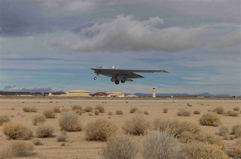 b-21 raider on runway during test taxi with stealth profile